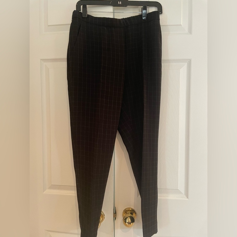 Theory Black and White Grid Pants